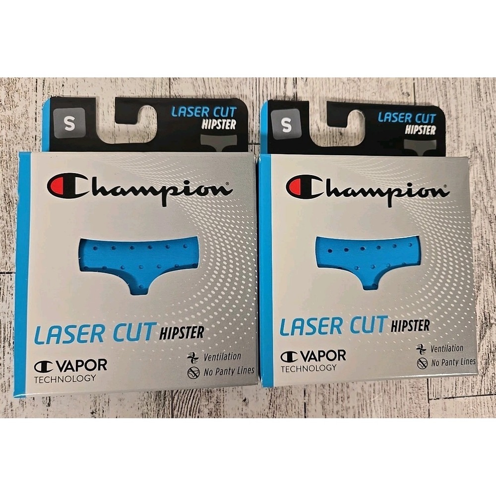 Champion HIPSTER Panties SMALL Blue Laser Cut LA41CH Women's Lot of 2